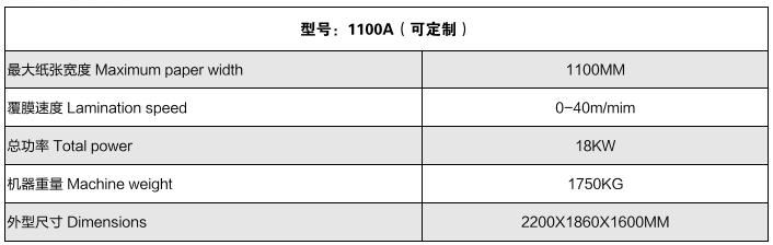 半自动瓦楞纸板覆膜机 1100型参数