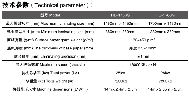 裱纸机参数表