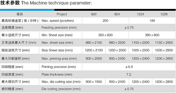 高清水墨印刷机参数表